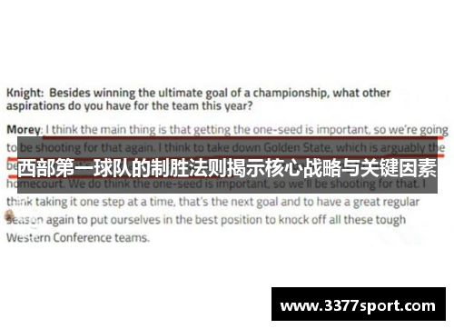 西部第一球队的制胜法则揭示核心战略与关键因素